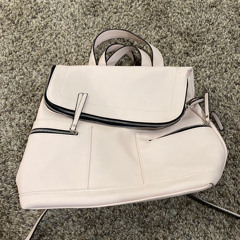 Pink leather backpack